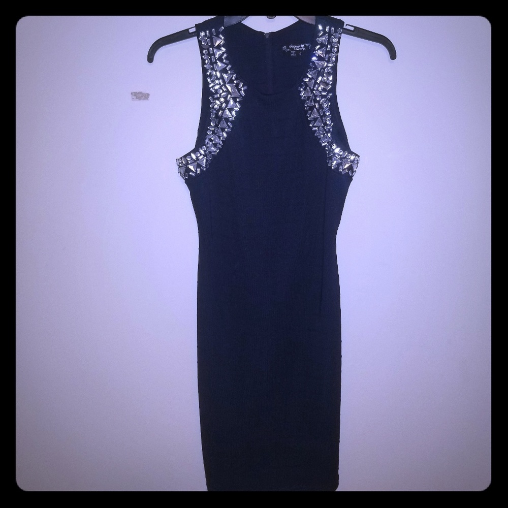 Navy Blue dress with Sequin collar